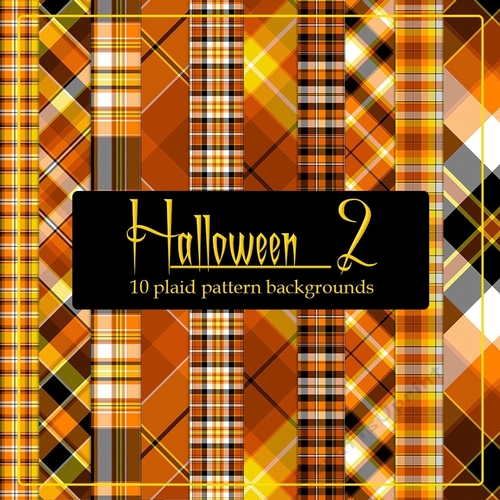 Halloween Colors 2 - 8x8 Plaid Tartan Backgrounds