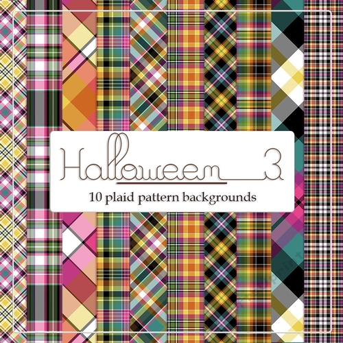 Halloween Colors 3 - 8x8 Plaid Tartan Backgrounds