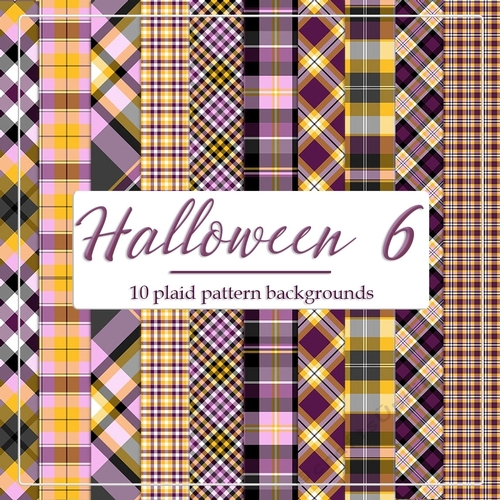 Halloween Colors 6 - 8x8 Plaid Tartan Backgrounds