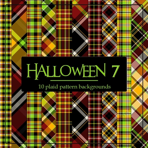 Halloween Colors 7 - 8x8 Plaid Tartan Backgrounds