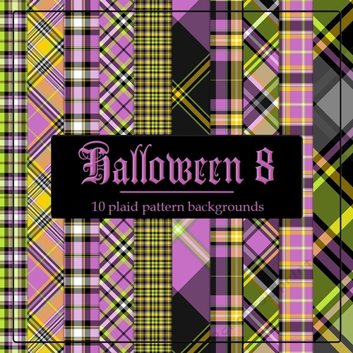 Halloween Colors 8 - 8x8 Plaid Tartan Backgrounds