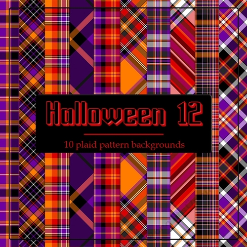 Halloween Colors 12 - 8x8 Plaid Tartan Backgrounds