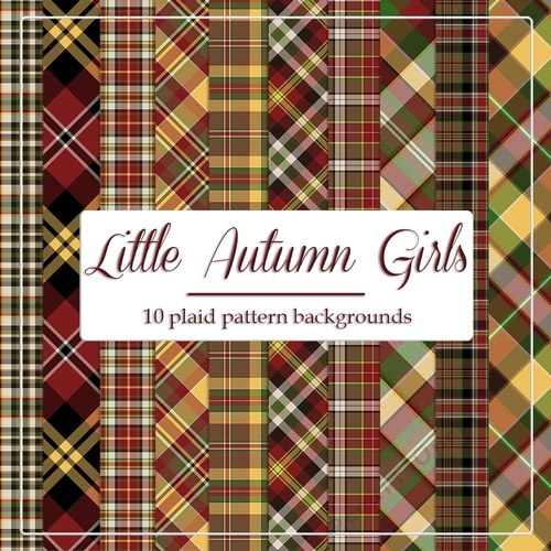 Little Autumn Girls - 8x8 Plaid Tartan Backgrounds
