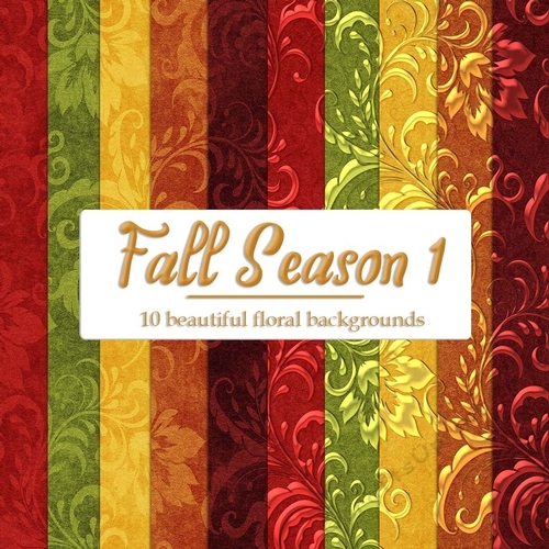 Fall Season Colors 1 - 8x8 Pretty Floral Pattern Backgrounds