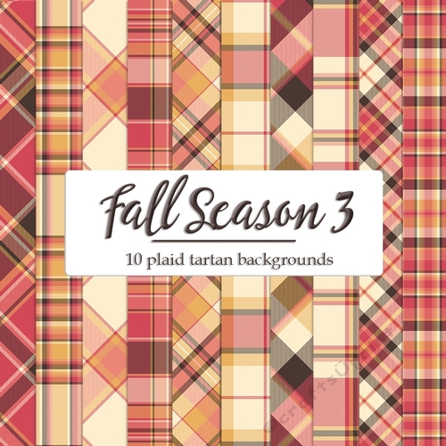 Fall Season Colors 3 - 8x8 Plaid Tartan Backgrounds