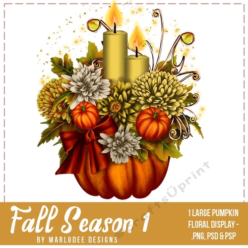 Fall Season Colors 1 - Pumpkin, Candles & Floral Display (Goldens) | Designer Resource