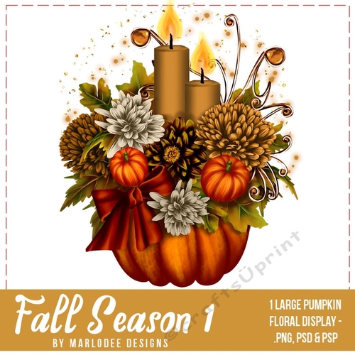 Fall Season Colors 1 - Pumpkin, Candles & Floral Display (Browns) | Designer Resource