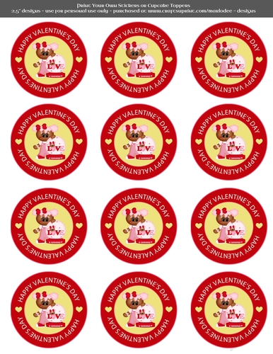 Valentines Day Gingerbread Girl in Love with Snow Globe - 2.5 Stickers Cupcake Toppers Labels