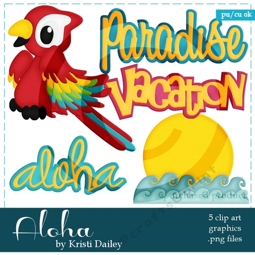Aloha Tropical Clip Art Graphics 