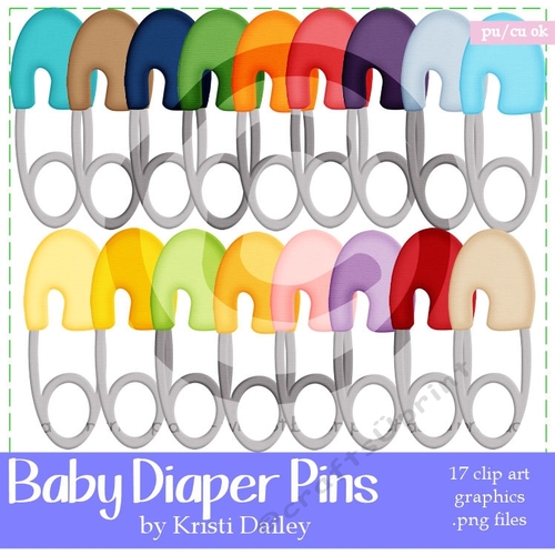 Diaper Pins Clip Art Graphics 