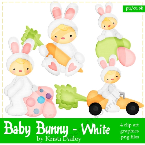 Bailey the Baby Easter Bunny Clip Art Graphics 