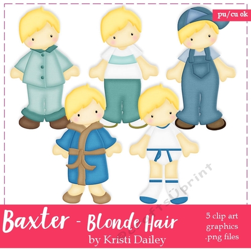 Baxter - Little Boy with Blonde Hair Clip Art Graphics 