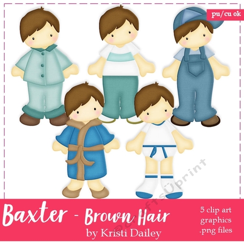 Baxter - Little Boy with Brown Hair Clip Art Graphics 