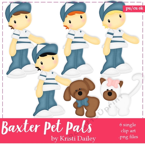 Baxter with His Pet Pals Clip Art Graphics 