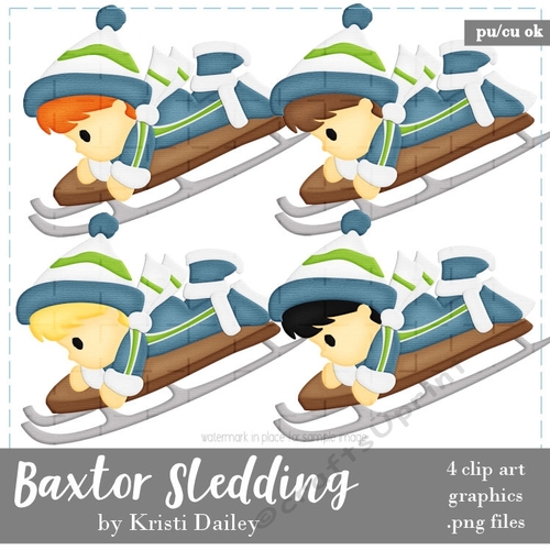 Baxter is Sledding Clip Art Graphics 