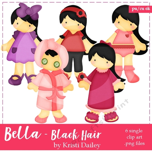 Bella - Little Girl with Black Hair Clip Art Graphics