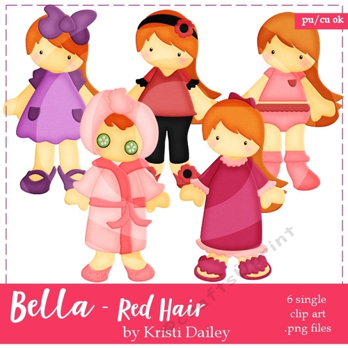 Bella - Little Girl with Copper Red Hair Clip Art Graphics