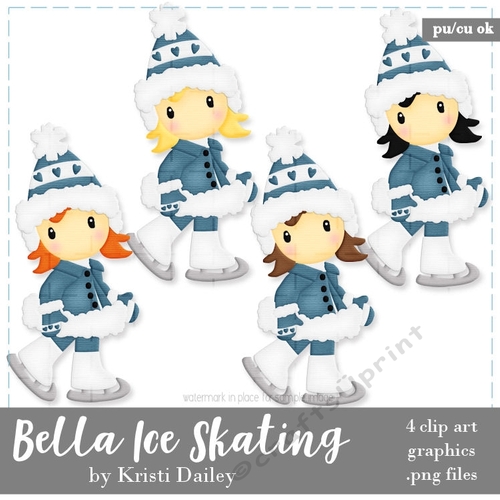 Bella - Little Ice Skating Girl Clip Art Graphics