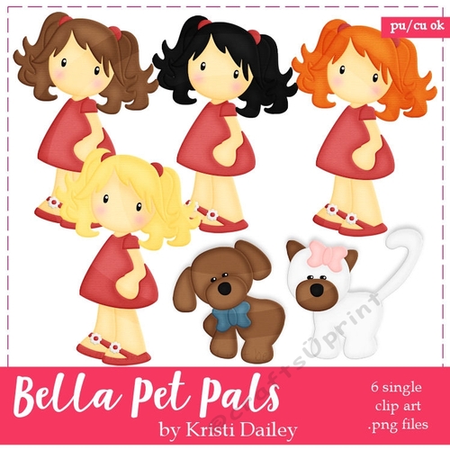 Bella with Her Pet Pals Clip Art Graphics