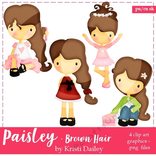 Cute Paisley Girl with Brown Hair Graphics