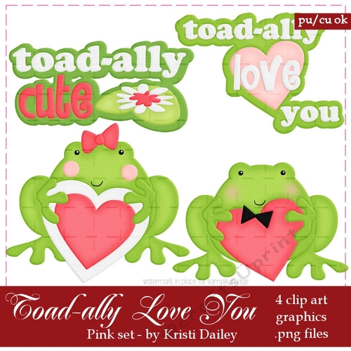 Toadally Love You - Pink Valentines Day Graphics