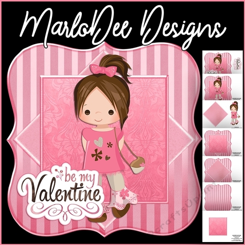 Be My Valentine - Brunette Girl - Mini Card Kit
