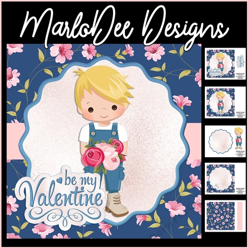 Be My Valentine - Blonde Hair Boy with Roses - Mini Card Kit