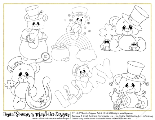 Brownie Feels Lucky - St. Patricks Day Digital Stamps