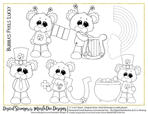 Bubbles Feels Lucky - St. Patricks Day Digital Stamps