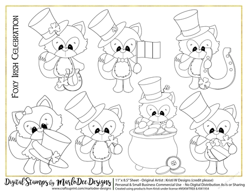 Foxy Irish Celebration - St. Patricks Day Digital Stamps