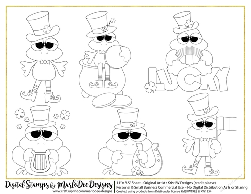 Lucky Frogs - St. Patricks Day Digital Stamps