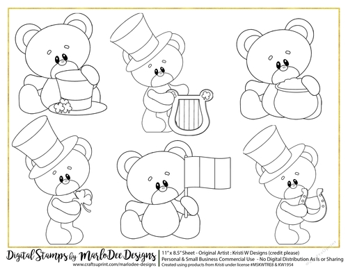 Marshmallow Teddy Bear - St. Patricks Day Digital Stamps