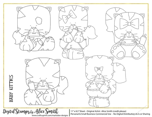 Baby Kittens Digital Stamps Sheet