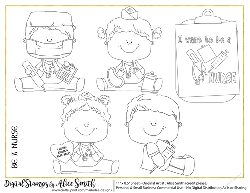 When I Grow Up I Want to Be A Nurse Digital Stamps 