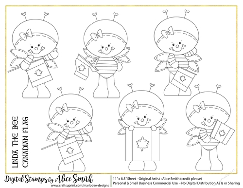 Bee Linda with Canadian Flag Digital Stamps 