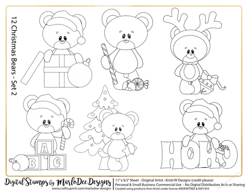 Christmas Teddy Bears Set 2 - Digital Stamps