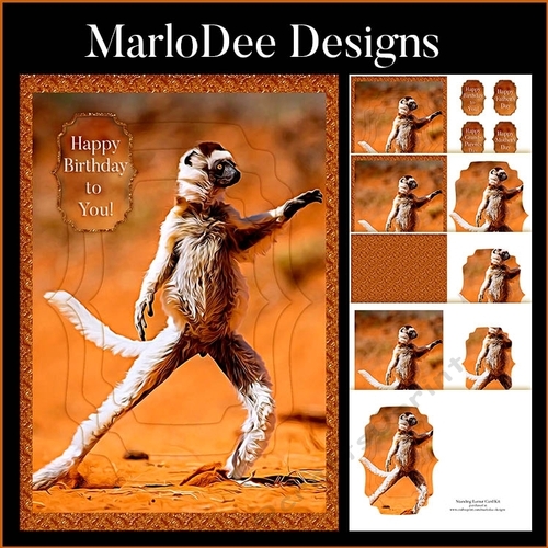 Standing Lemur A5 Scalloped Layered Mini Card Kit