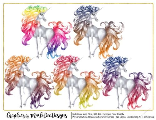 White Unicorn Graphics - set 2