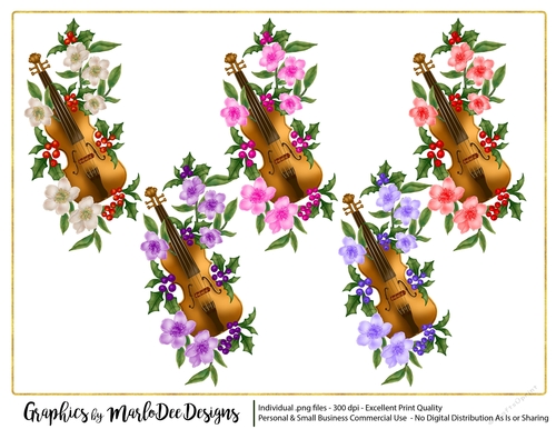 Violin & Flowers Graphics 