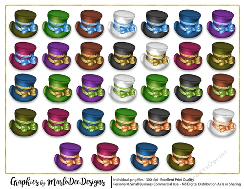 Top Hats with Little Bows Graphics (set 1)