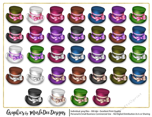 Top Hats with Little Bows Graphics (set 2)