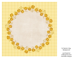 Yellow Gingham with Golden Shamrock Frame 8x8 Insert