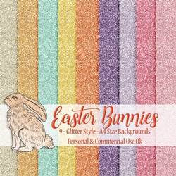 Easter Bunnies - Glitter Style A4 Backgrounds