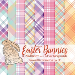 Easter Bunnies - Plaid Patterns A4 Backgrounds (set 1)