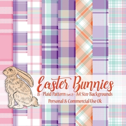 Easter Bunnies - Plaid Patterns A4 Backgrounds (set 2)