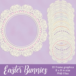 Easter Bunnies - Pretty 8x8 Round Frames with Ribbons