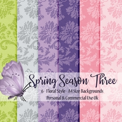 Spring Season THREE - Elegant Floral Style A4 Backgrounds