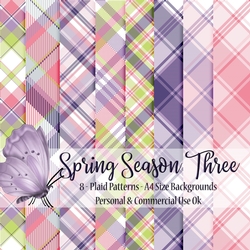 Spring Season THREE - Diagonal Plaid Patterns A4 Backgrounds
