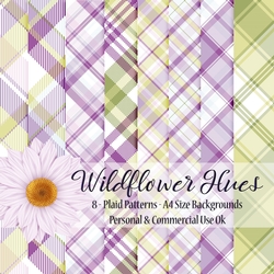 Wildflower Hues - Diagonal Plaid Pattern A4 Backgrounds