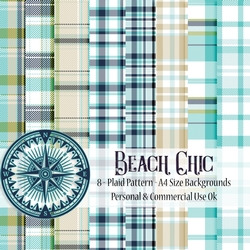 Beach Chic - Plaid Style A4 Backgrounds